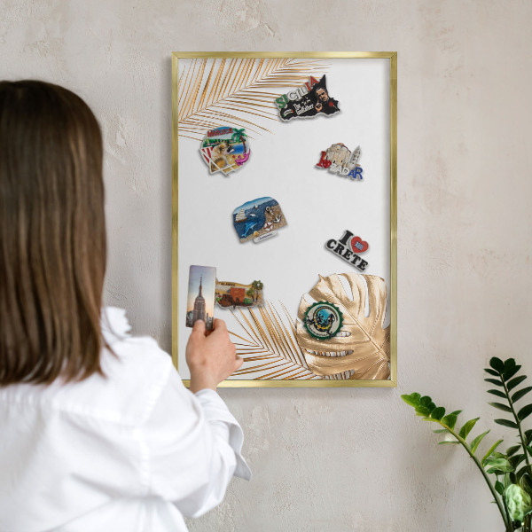Magneticka tabula na stenu zlatá rama Elegantné listy