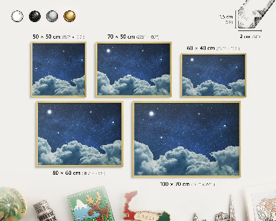 Tabuľa na magnetky z ciest v zlatej rame Kozmická noc