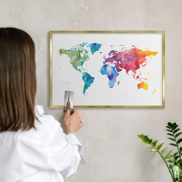 Magneticka tabula na stenu zlatá rama Farebná mapa