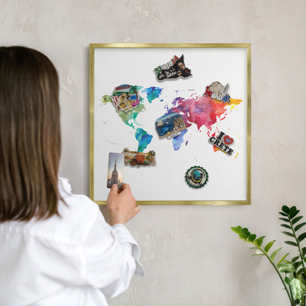 Magneticka tabula na stenu zlatá rama Farebná mapa