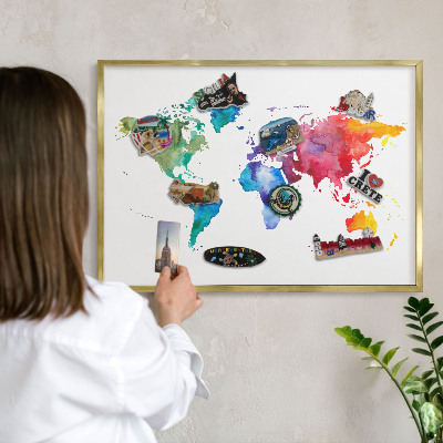 Magneticka tabula na stenu zlatá rama Farebná mapa