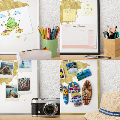 Magneticka tabula na stenu zlatá rama Mapa sveta
