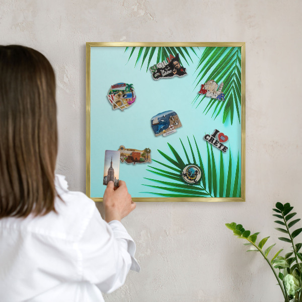 Magneticka tabula na stenu zlatá rama Zelené listy