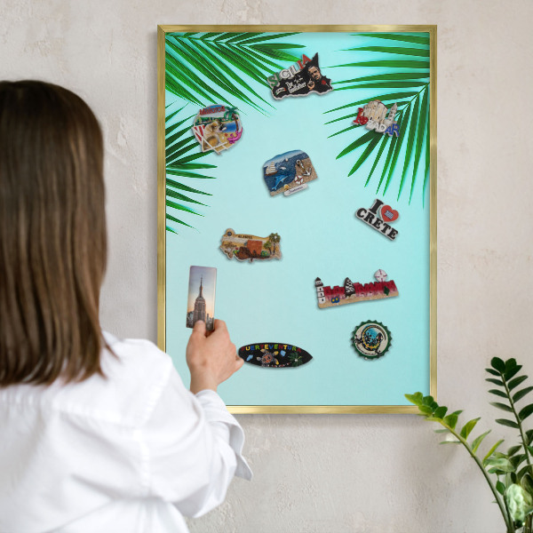 Magneticka tabula na stenu zlatá rama Zelené listy
