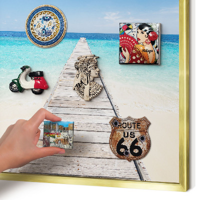 Tabuľa na magnetky z ciest v zlatej rame Oceánske mólo