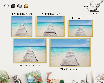 Tabuľa na magnetky z ciest v zlatej rame Oceánske mólo