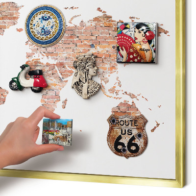 Magneticka tabula na stenu zlatá rama Tehlová mapa