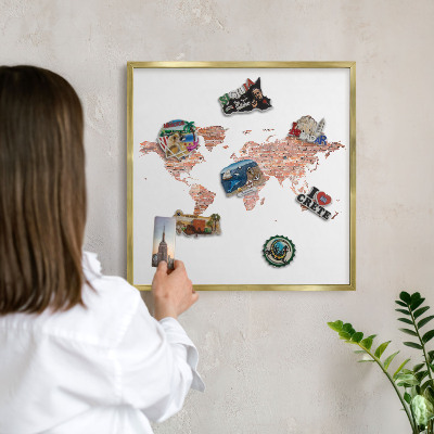 Magneticka tabula na stenu zlatá rama Tehlová mapa