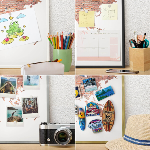 Magneticka tabula na stenu zlatá rama Tehlová mapa
