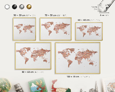 Magneticka tabula na stenu zlatá rama Tehlová mapa