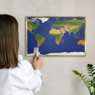 Magneticka tabula na stenu zlatá rama Mapovanie sveta