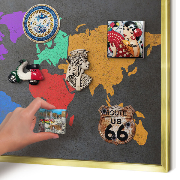 Magneticka tabula na stenu zlatá rama Farebná mapa