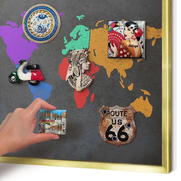 Magneticka tabula na stenu zlatá rama Farebná mapa