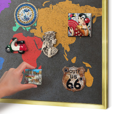 Magneticka tabula na stenu zlatá rama Farebná mapa
