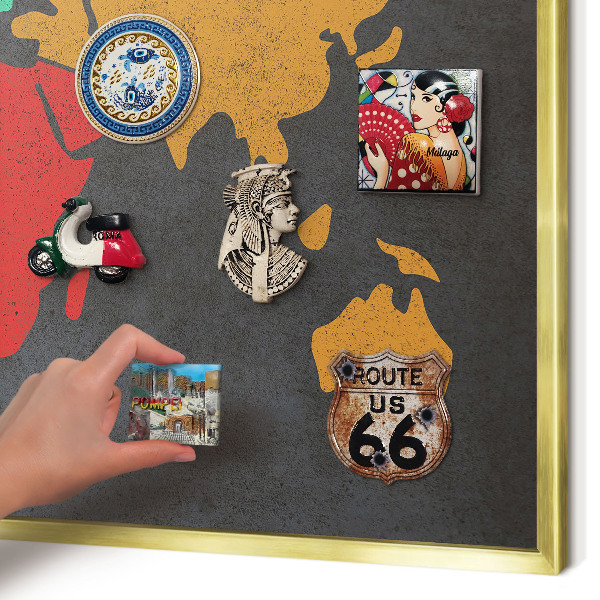 Magneticka tabula na stenu zlatá rama Farebná mapa
