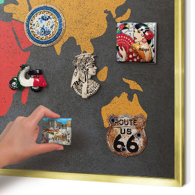 Magneticka tabula na stenu zlatá rama Farebná mapa