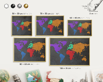 Magneticka tabula na stenu zlatá rama Farebná mapa