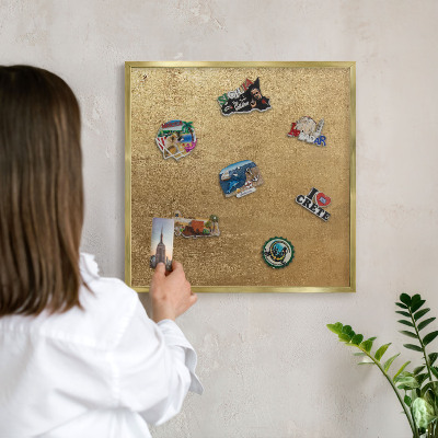 Magneticka tabula na stenu zlatá rama Žltá textúra