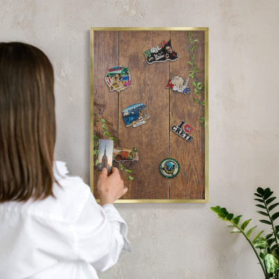 Magneticka tabula na stenu zlatá rama Príroda dreva