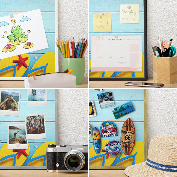 Magneticka tabula na stenu zlatá rama Prázdninová pláž