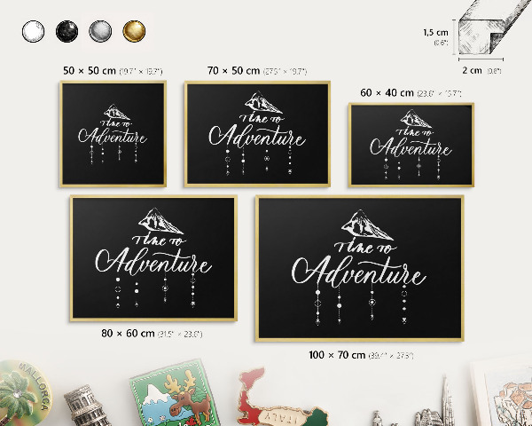 Magneticka tabula na stenu zlatá rama Dobrodružstvo čaká