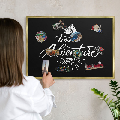 Magneticka tabula na stenu zlatá rama Čas na dobrodružstvo