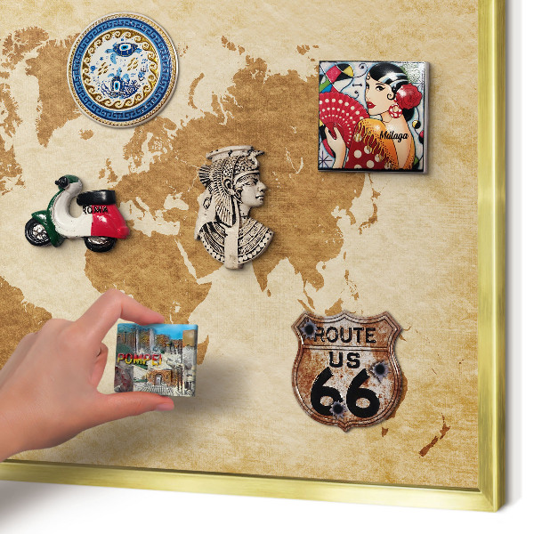 Magneticka tabula na stenu zlatá rama Stará mapa