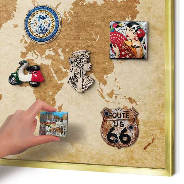 Magneticka tabula na stenu zlatá rama Stará mapa