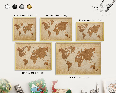 Magneticka tabula na stenu zlatá rama Stará mapa