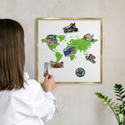 Tabuľa na magnetky z ciest v zlatej rame Zelená mapa