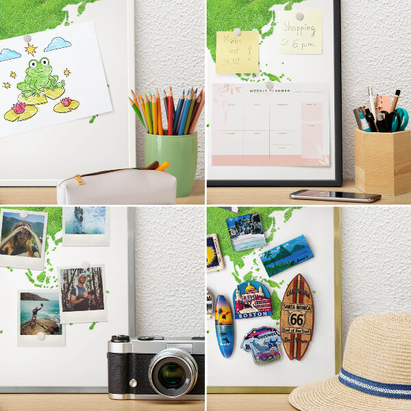 Tabuľa na magnetky z ciest v zlatej rame Zelená mapa
