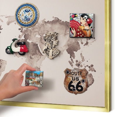 Magneticka tabula na stenu zlatá rama Mapa sveta