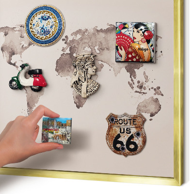 Magneticka tabula na stenu zlatá rama Mapa sveta
