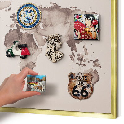 Magneticka tabula na stenu zlatá rama Mapa sveta