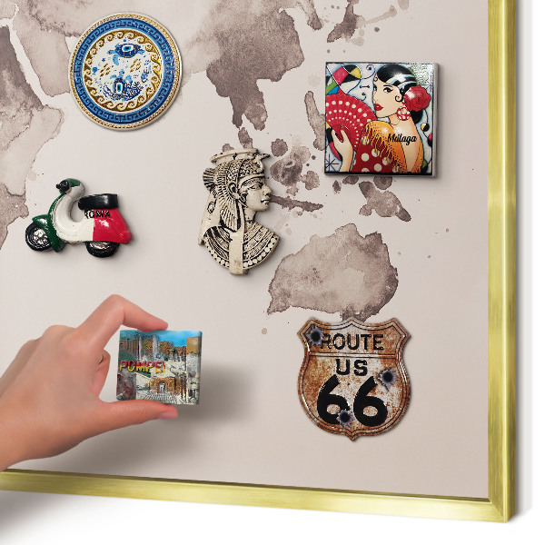 Magneticka tabula na stenu zlatá rama Mapa sveta