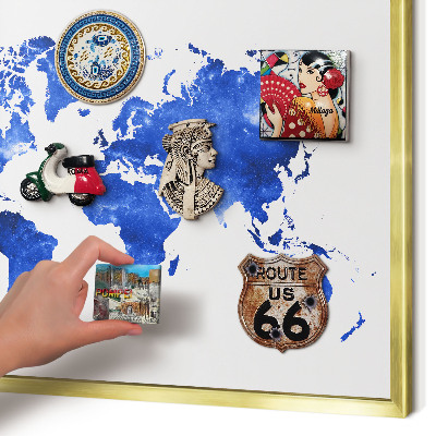 Magneticka tabula na stenu zlatá rama Mapa sveta