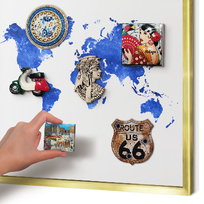 Magneticka tabula na stenu zlatá rama Mapa sveta