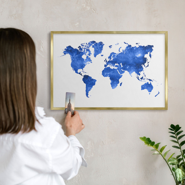 Magneticka tabula na stenu zlatá rama Mapa sveta