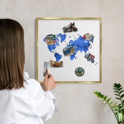 Magneticka tabula na stenu zlatá rama Mapa sveta