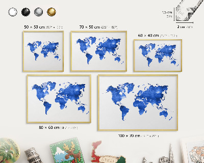 Magneticka tabula na stenu zlatá rama Mapa sveta