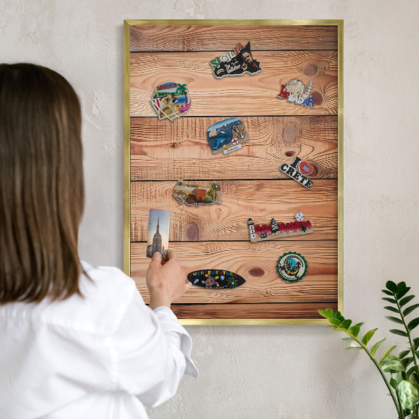 Magneticka tabula na stenu zlatá rama Drevené dosky