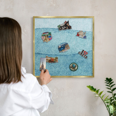 Magneticka tabula na stenu zlatá rama Modré vlny