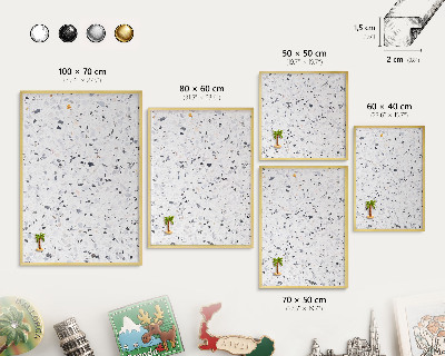 Magneticka tabula na stenu zlatá rama Terazzový štýl