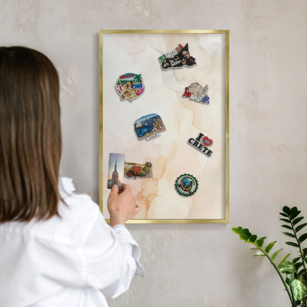 Magneticka tabula na stenu zlatá rama Pastelový mier