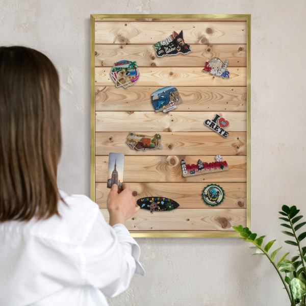 Magneticka tabula na stenu zlatá rama Drevené dosky