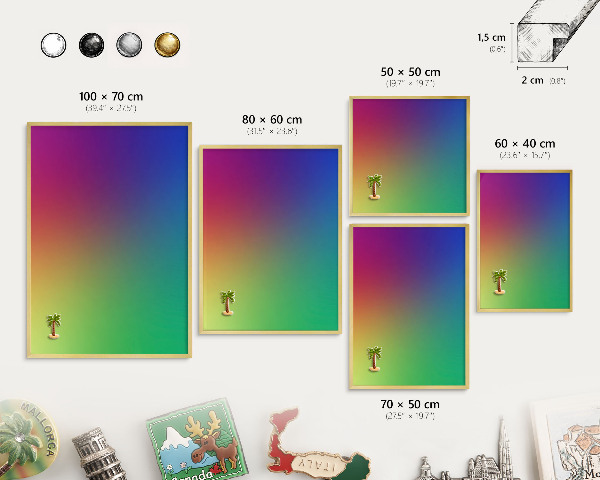 Magneticka tabula na stenu zlatá rama Dúhový gradient