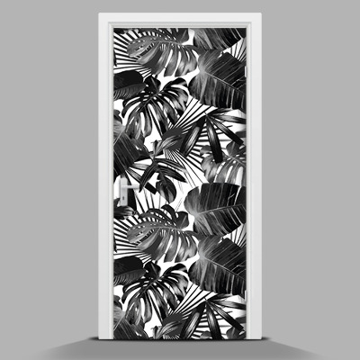 Nálepka fototapeta na dvere Listy palmy čiernobiele