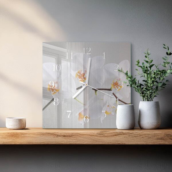 Štvorcové hodiny Orchidea