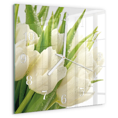 Štvorcové hodiny Tulipány