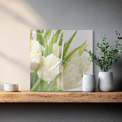 Štvorcové hodiny Tulipány
